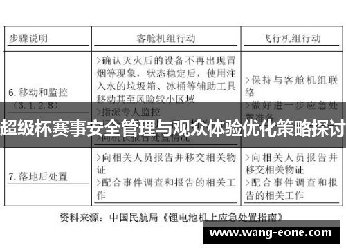 超级杯赛事安全管理与观众体验优化策略探讨
