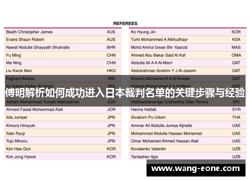 傅明解析如何成功进入日本裁判名单的关键步骤与经验