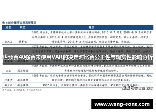 世预赛40强赛未使用VAR的决定对比赛公正性与观赏性影响分析